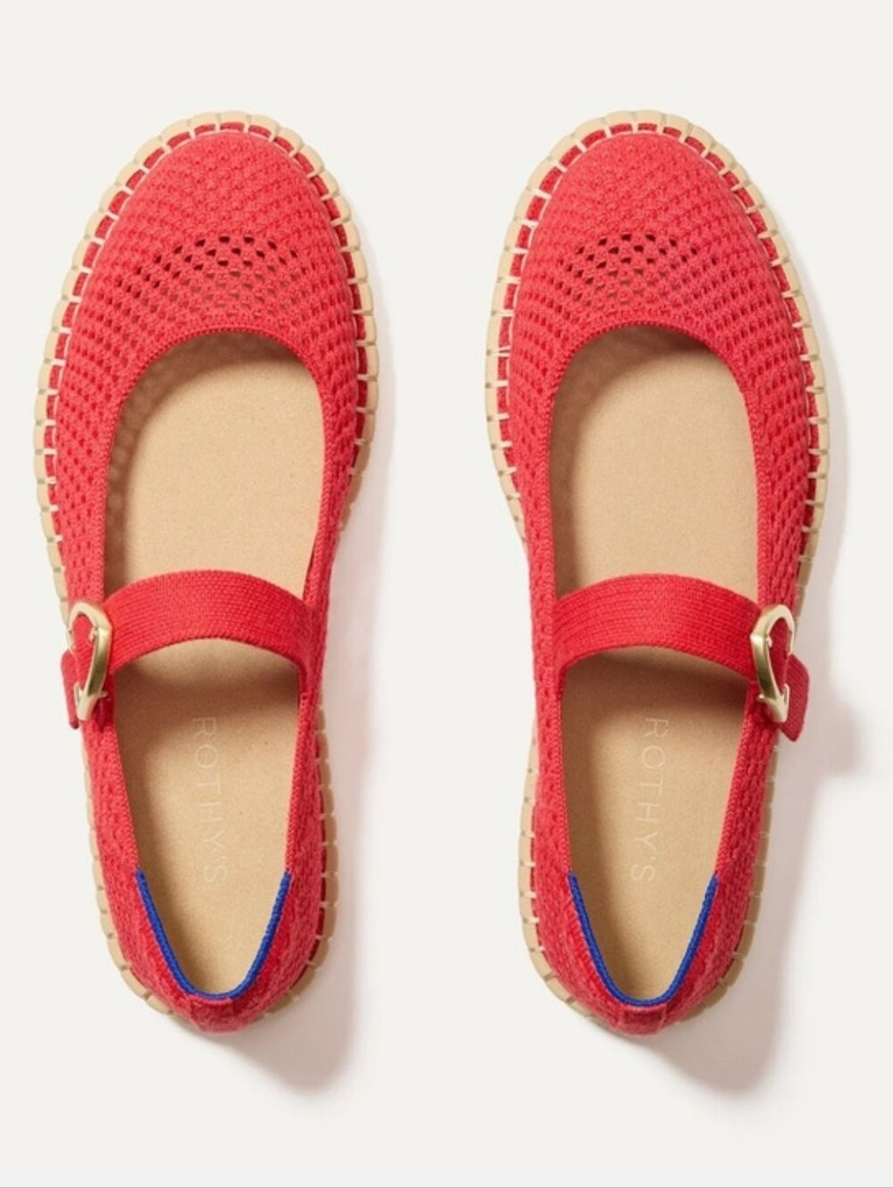 ROTHY’S The Espadrille Mary Jane Shoes Red Hot Size 8.5